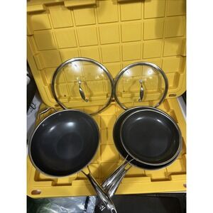 HEXCLAD 5 Piece Nonstick Stainless Steel Frying Pan Set 10" 12" And Wok $600